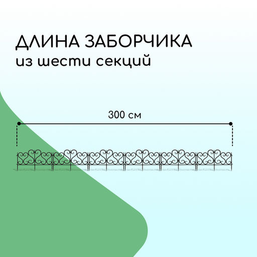 Ограждение декоративное, 32×300 см, 6 секций, пластик, чёрное