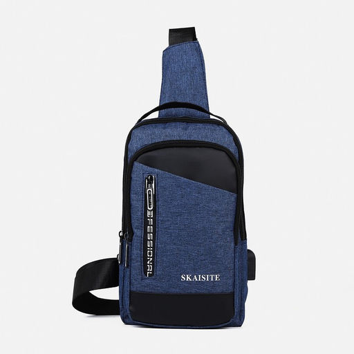 Сумка слинг мужская из текстиля, с USB, цвет синий - Simaland фото 4