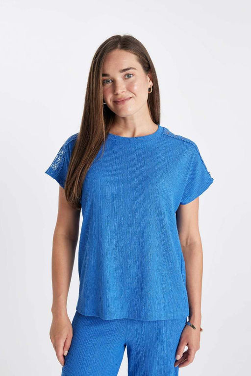 Футболка с круглым вырезом и короткими рукавами - Defacto фото 4