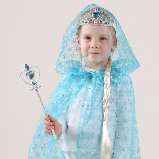 Карнавальный костюм Элла, плащ из органзы, коса, жезл, корона, длина 80 см - Страна карнавалия фото 2