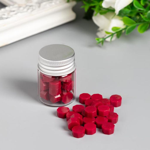 Цена за 2 шт. Сургуч в гранулах в баночке Восьмигранник вишневый 9 гр 4,5х3х3 см - Арт узор фото 3