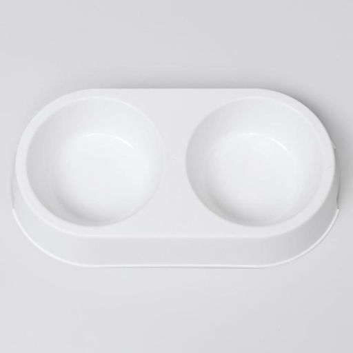 Миска пластиковая двойная 29,5 х 16,5 х 5 см, белая - Simaland фото 2