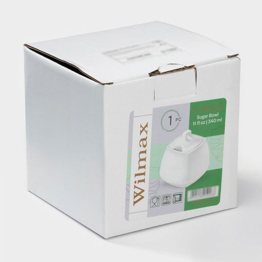 Сахарница с крышкой Wilmax Ilona, 340 мл, фарфор, белая