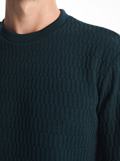 Bisiklet Yaka Uzun Kollu Erkek Sweatshirt