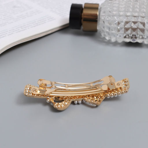 Заколка - автомат для волос «Сильва блеск», бант, 8.5 см, золото