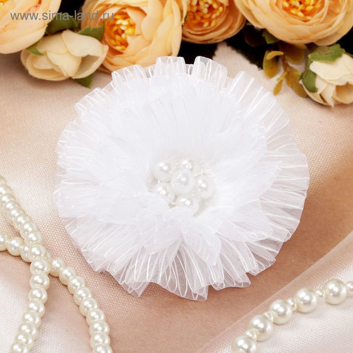 Цена за 6 шт. Бант для волос на резинке «Школьница», полосатик, d=7 см, белый