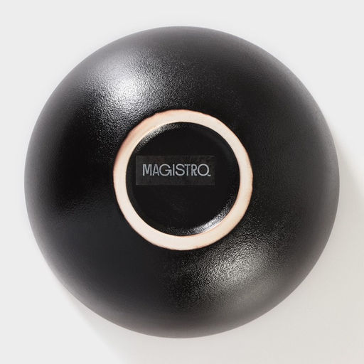 Миска на подставке из бамбука Magistro «Галактика», 1.2 л, 18×18×8.5 см, фарфор, чёрная