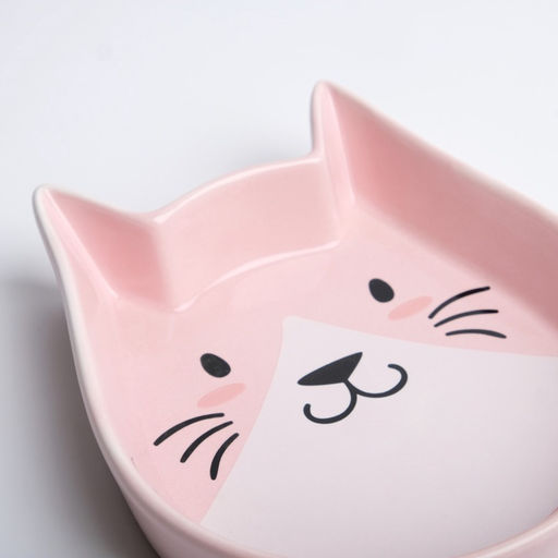 Миска керамическая Голова кота 200 мл - 15133 см, розовая - Пижон фото 3