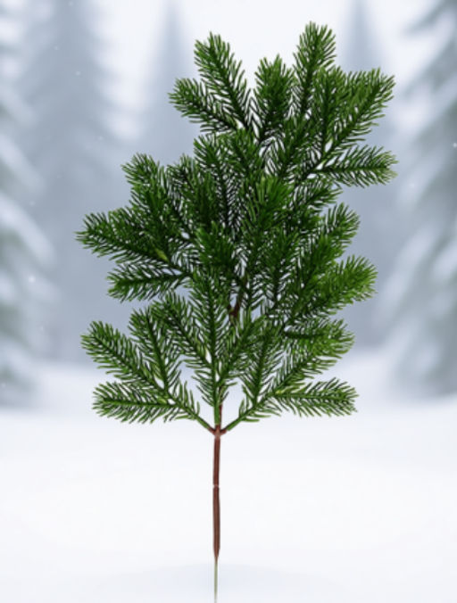 Декоративная ветка Елка 45см, средняя, пластик, зеленый (Россия)