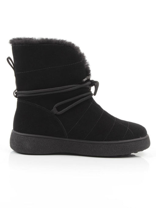 04-PAL271-1Z BLACK Ботинки зимние женские (натуральная замша, 100% шерсть, натуральный мех)