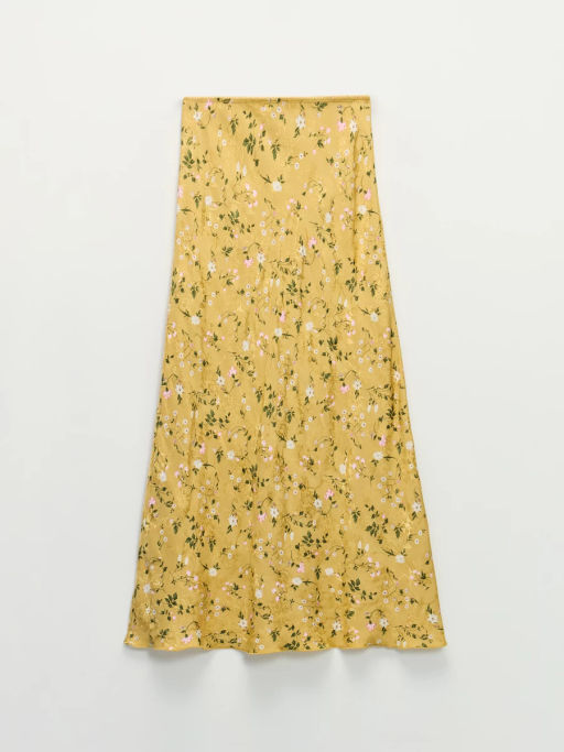 Атласная миди юбка в цветок / Zarina