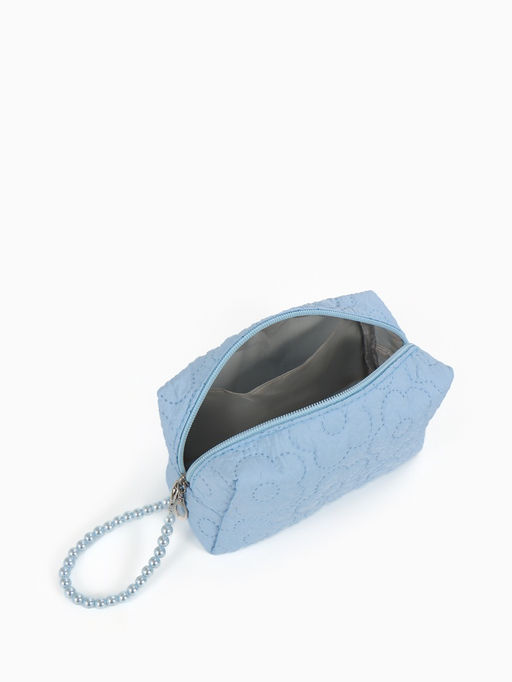 Косметичка женская «Цветочек», ручка из бусин, голубая