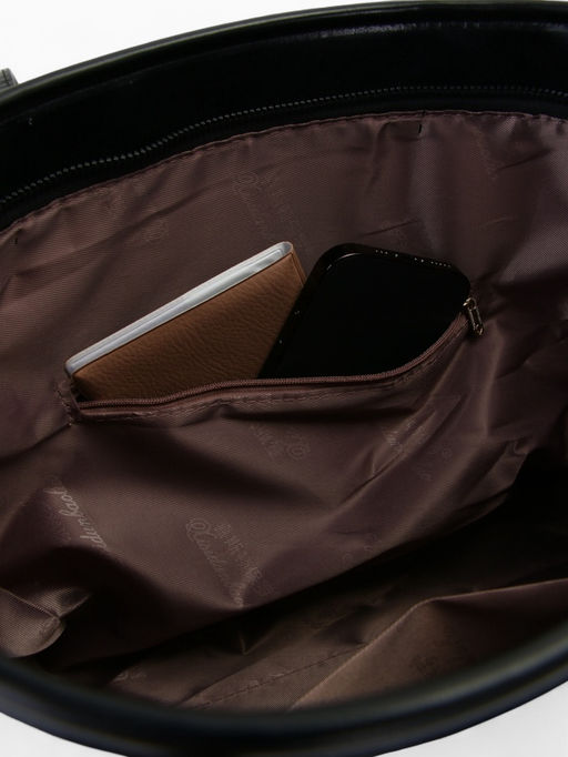 Сумка-шопер женская на молнии, размер 30.5×12×27 см, однотонная, чёрная