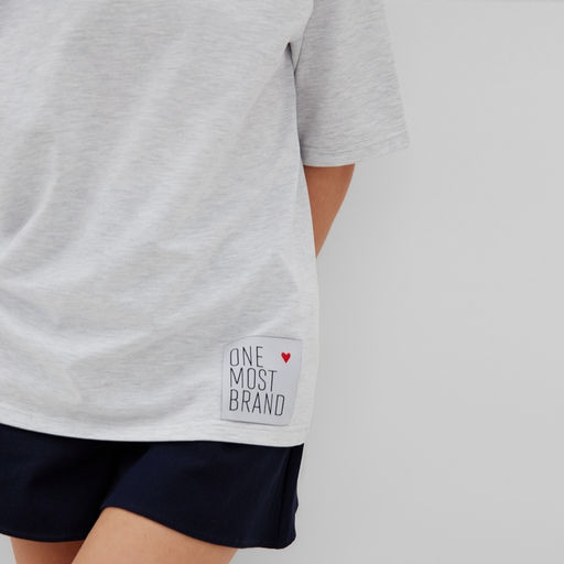 Футболка оверсайз с нашивкой женская MINAKU: One Most Brand, серая меланж, размер 42