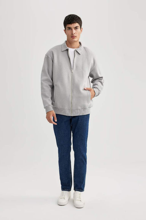 Кардиган оверсайз с воротником-поло и мягкой пушистой изнанкой - Defacto фото 2