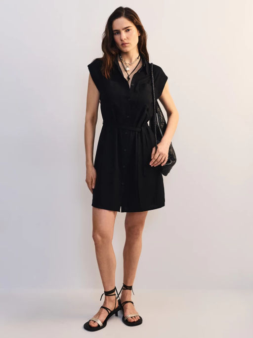 Льняное платье-рубашка с поясом ZR2605012907-50 / Zarina