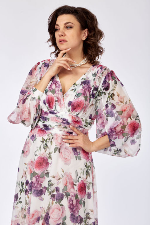 Платье Olga Style С915-Р розовый-цветы