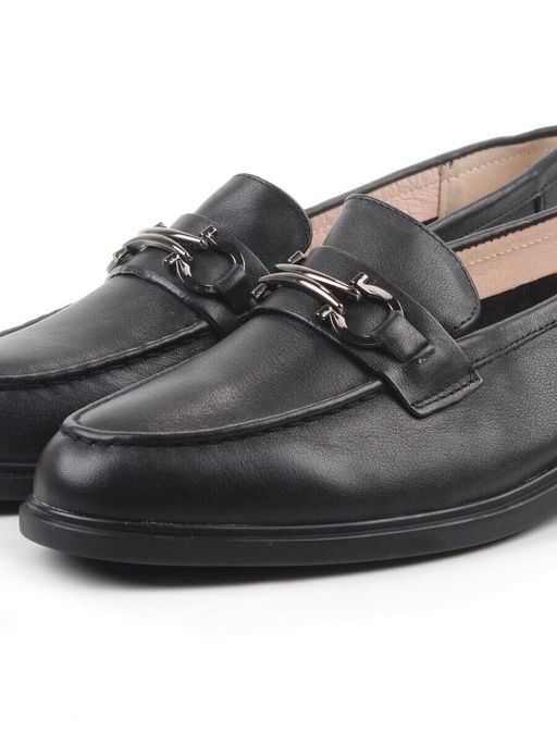 03-DEB16-1 BLACK Лоферы женские (натуральная кожа)