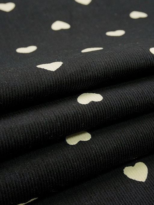 Микровельвет Молочные сердечки цв.черный, СОРТ2, ш.1.45м, хлопок-100%, 140гр/м.кв - Купава фото 3