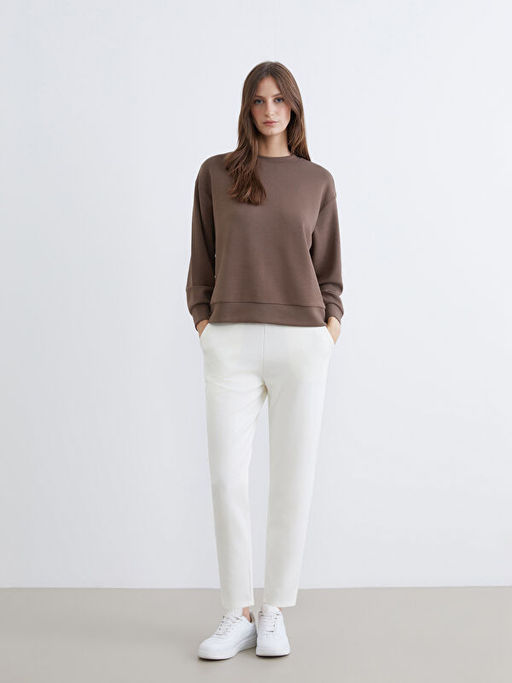 Bisiklet Yaka Oversize Kad?n Sweatshirt