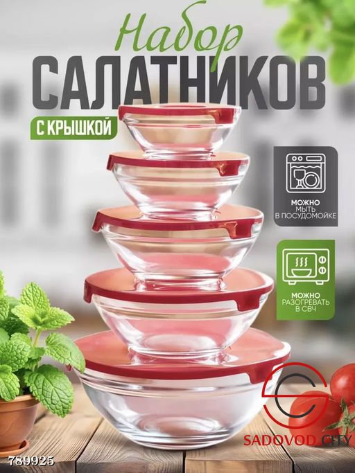 Набор салатников с крышкой 5 шт