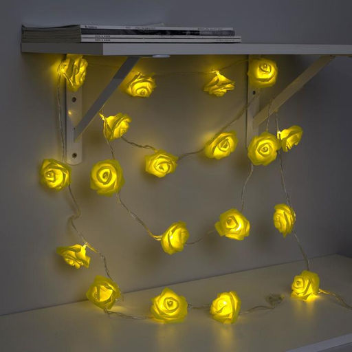 Гирлянда Нить 5 м с насадками Розы жёлтые, IP20, прозрачная нить, 20 LED, свечение тёплое белое, 220 В - Luazon lighting фото 3