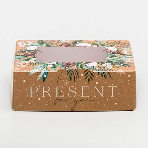Цена за 5 шт. Коробка складная новогодняя Present, 10×8×3.5 см