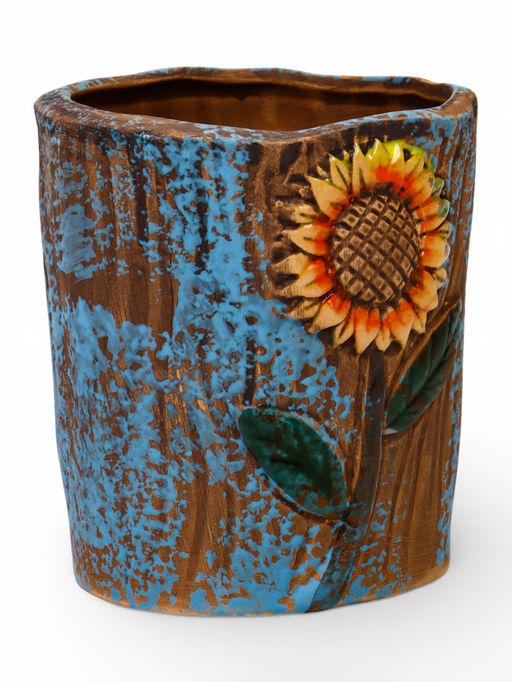 Декоративный горшок для цветов «Подсолнух», 9×9×10 см, керамический, Greengo
