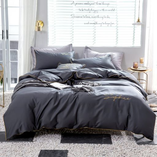 КПБ Mency однотонный с вышивкой MENO002 1.5 спальный