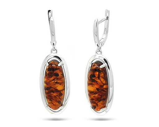 Серьги из серебра янтарь, СП36