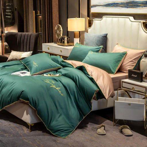 КПБ Mency однотонный с вышивкой MENO018 Семейный