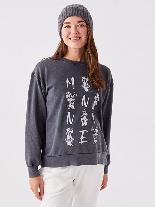 Bisiklet Yaka Bask?l? Uzun Kollu Hamile Sweatshirt