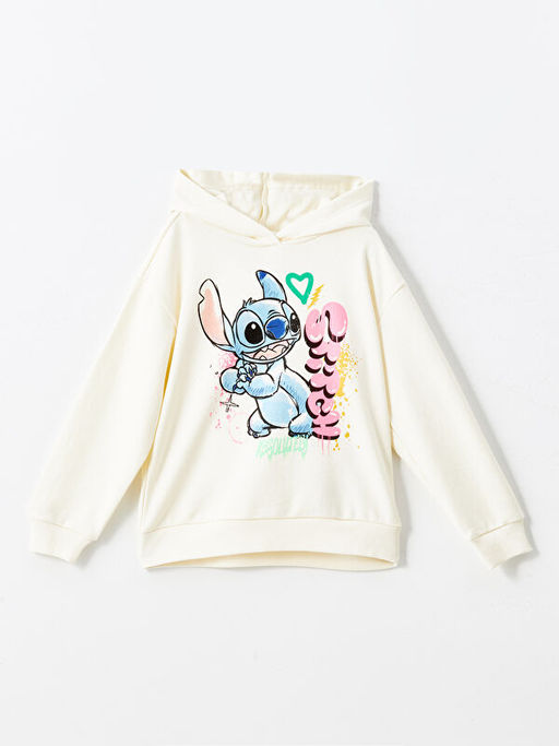 Kap??onlu Stitch Bask?l? K?z ?ocuk Sweatshirt ve Tayt - Waikiki фото 2