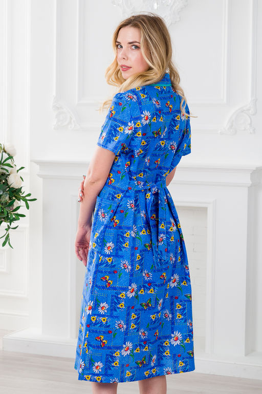 Халат женский из бязи Ирина голубой макси