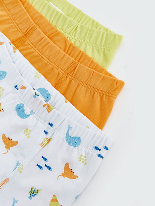 Beli Lastikli Bask?l? Erkek Bebek Boxer 3l? - Waikiki фото 3