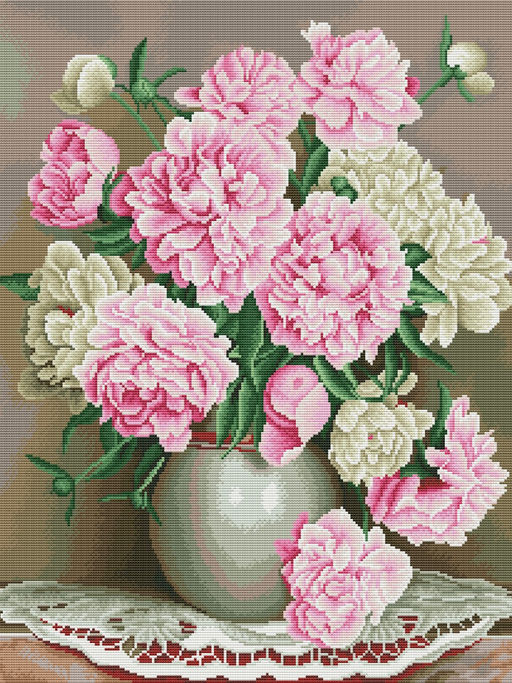 Вышивка крестиком 40х50см, Пионы