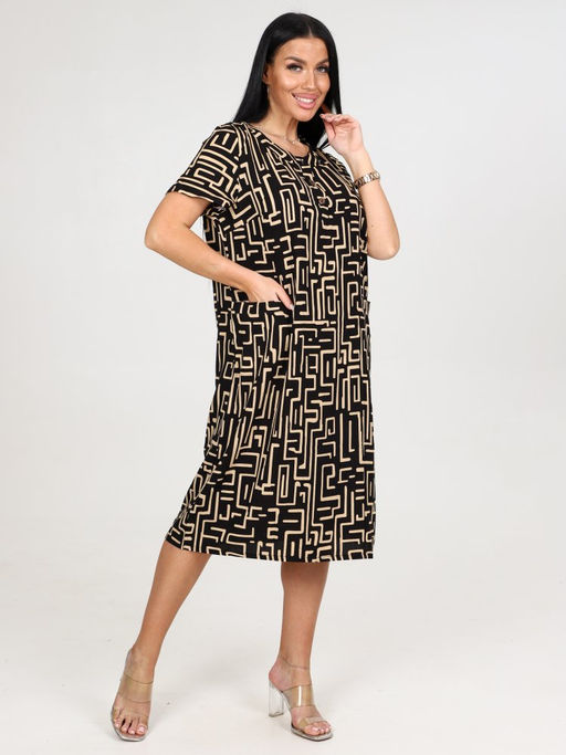 756 ЖЕНСКОЕ ПЛАТЬЕ (Черный/бежевый) - А-дина фото 4