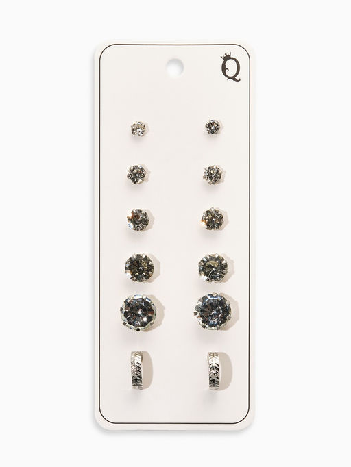 Цена за 3 шт. Серьги пусеты 6 пар «Романтика» круги, белые в серебре