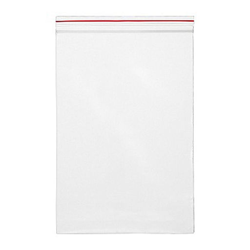 Пакет упаковочный с замком Zip Lock 150x220 мм, ПНД, 35 мкм, прозрачный, 50 шт в упаковке, с красной полосой на zip-застежке