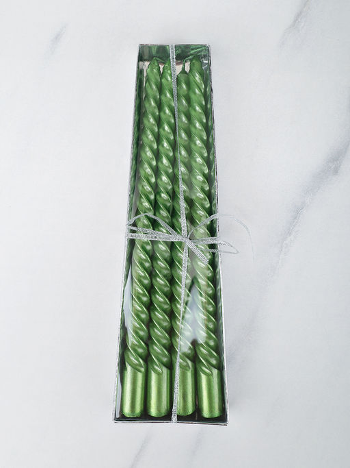 Свеча стержень 4 штуки 25 см витая глянец / LY-153 /уп 144/ зеленая - ГалеонТрейд фото 8