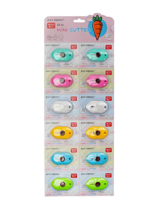 Цена за 5 шт. Нож канцелярский, лезвие 9 мм, МИНИ, блистер, корпус МИКС