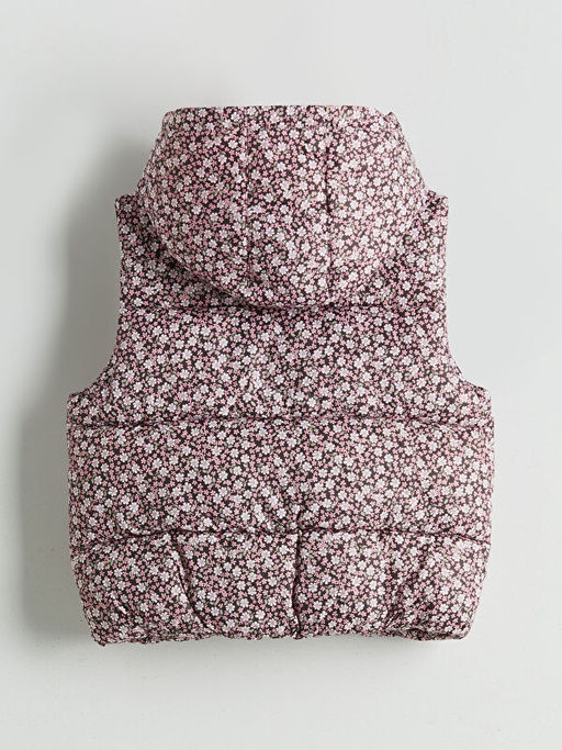 Kap??onlu ?i?ek Desenli K?z ?ocuk ?i?me Yelek