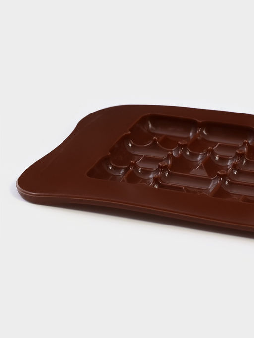 Цена за 4 шт. Форма для шоколада Доляна Лабиринт, силикон, 22?11?1 см, 18 ячеек, коричневая  фото 5