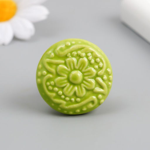 Ручка для шкатулки керамика, металл «Цветок», фисташка, 3.4×3.4×3.4 см