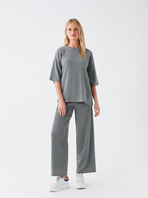 Bisiklet Yaka D?z Oversize Kad?n Bluz