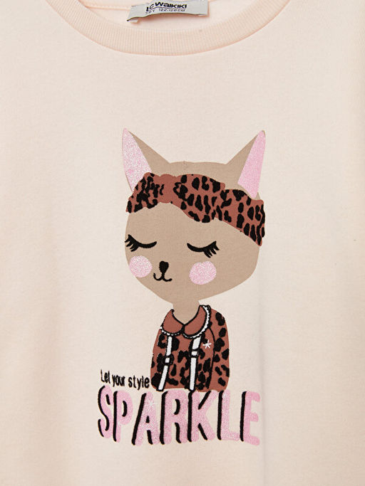 Bisiklet Yaka Bask?l? Uzun Kollu K?z ?ocuk Sweatshirt - Waikiki фото 3