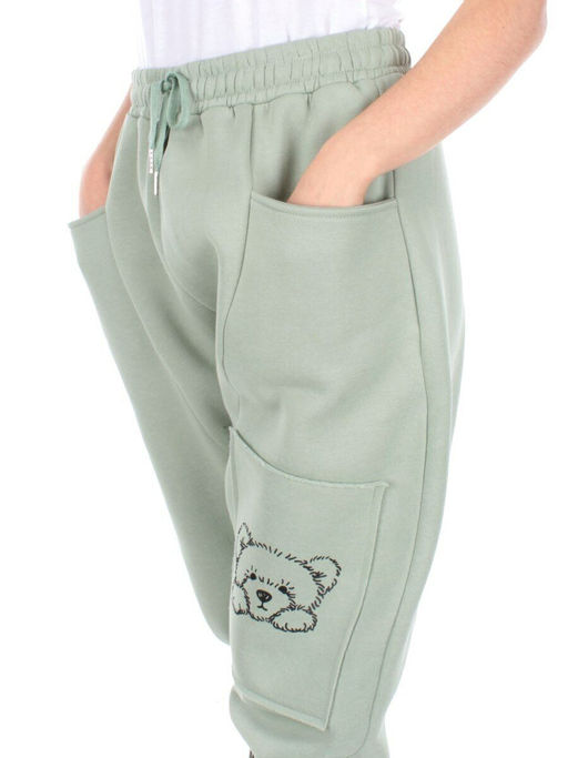 5663 MENTHOL Брюки спортивные женские с начесом (50% хлопок, 50% полиэстер) - Фабричный китай фото 4