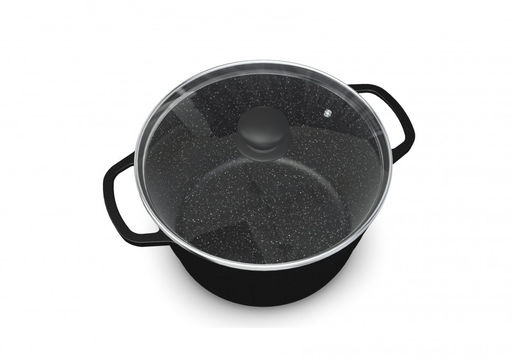 Кастрюля 4л со стекл.крышкой Каменная Черный гранит арт.186640, НЕВА
