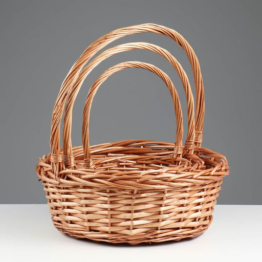 Корзина плетёная для хранения Kori, лоза, светло-коричневая, набор 3 шт.