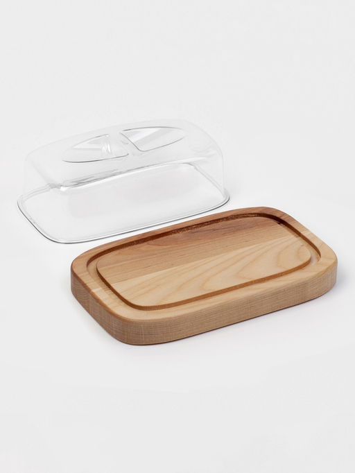 Маслёнка - сырница деревянная с крышкой Adelica, 17×11×6.5 см, берёза